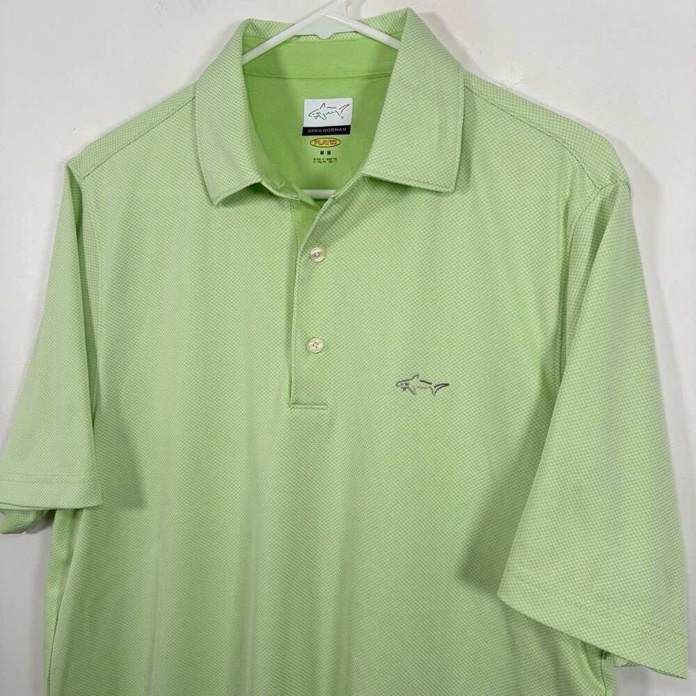 Greg Norman Play Dry Golf Polo Shirt Mens Medium Light Green Performance Stretch